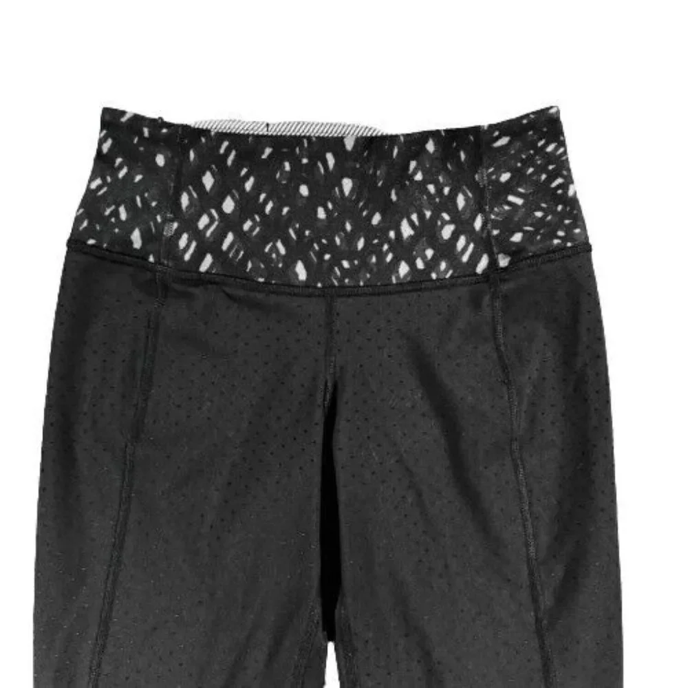 Lululemon Leggings Womens 2 Black Gather Crow Crop II Shine Dot Black Activewear